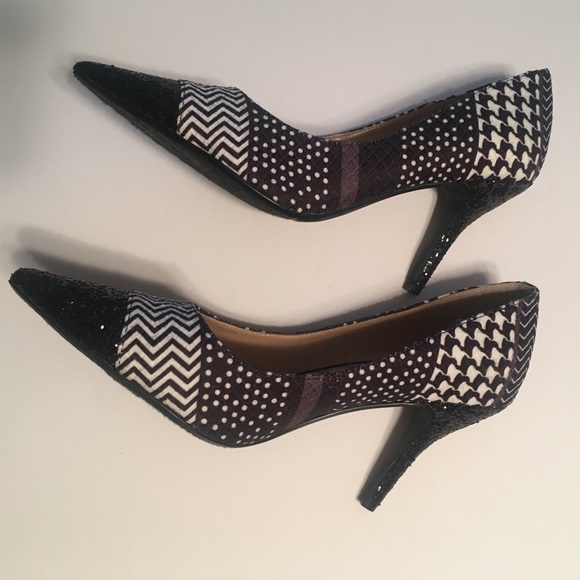 💎J. Renee sequined black & white pump size 7W - Picture 4 of 8